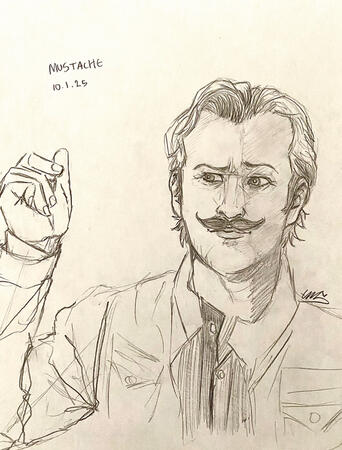 Inktober Day 1 2025 Mustache