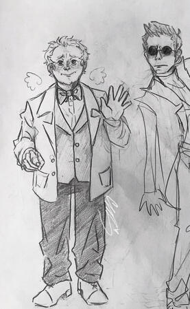 Aziraphale and his poorly drawn husband